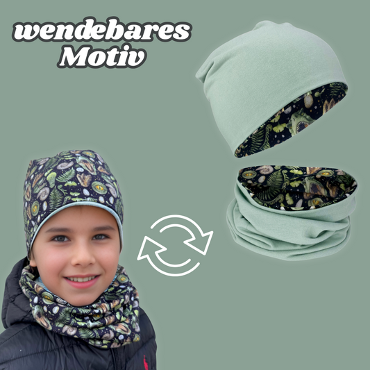 Children's Beanie Hat & Loop Set - T-Rex