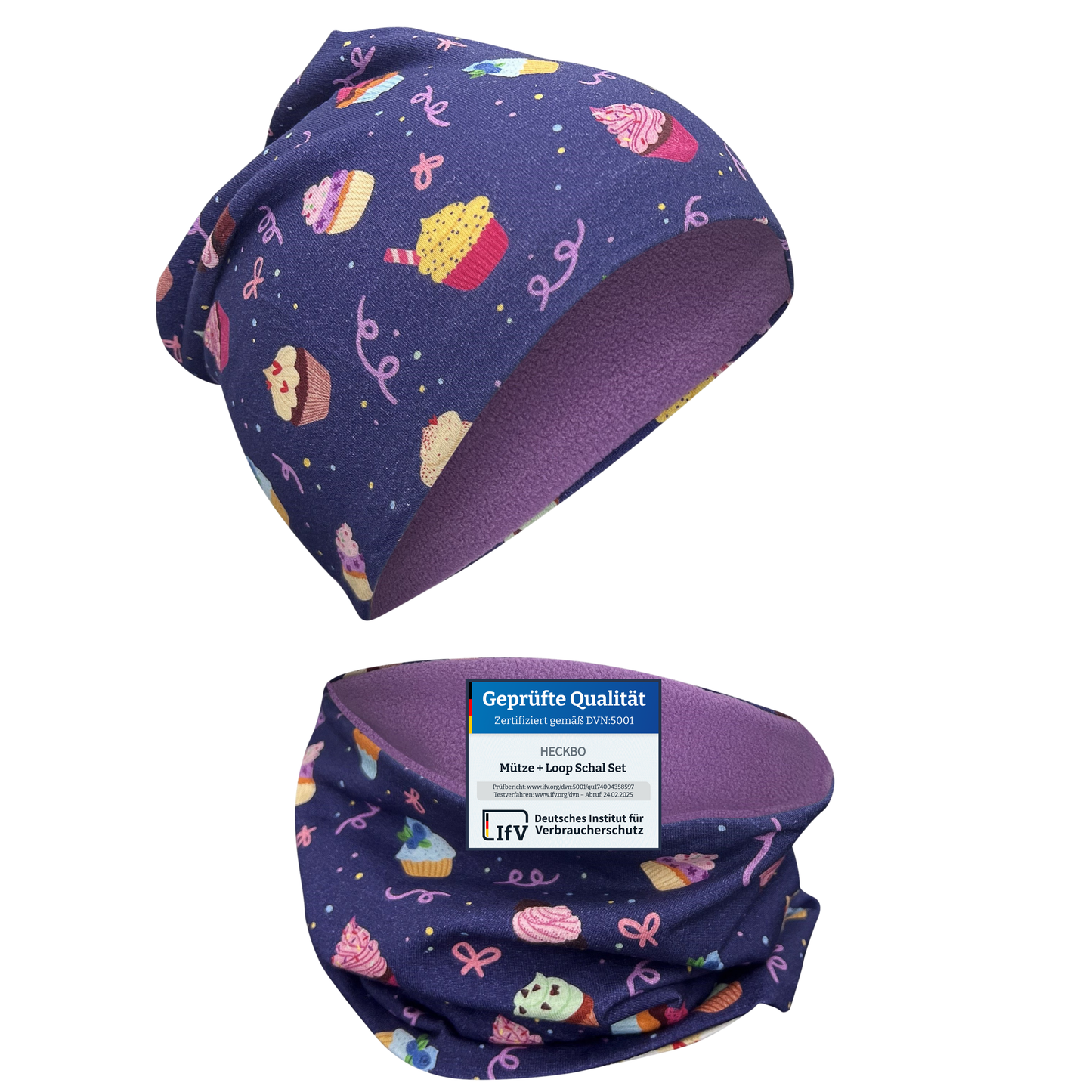 Kinder Beanie Mütze & Loop Set - Cookies