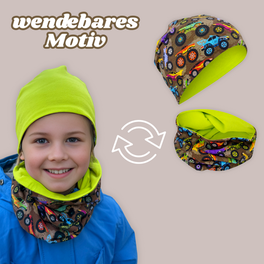 Children's Beanie Hat & Loop Set - Monster Truck