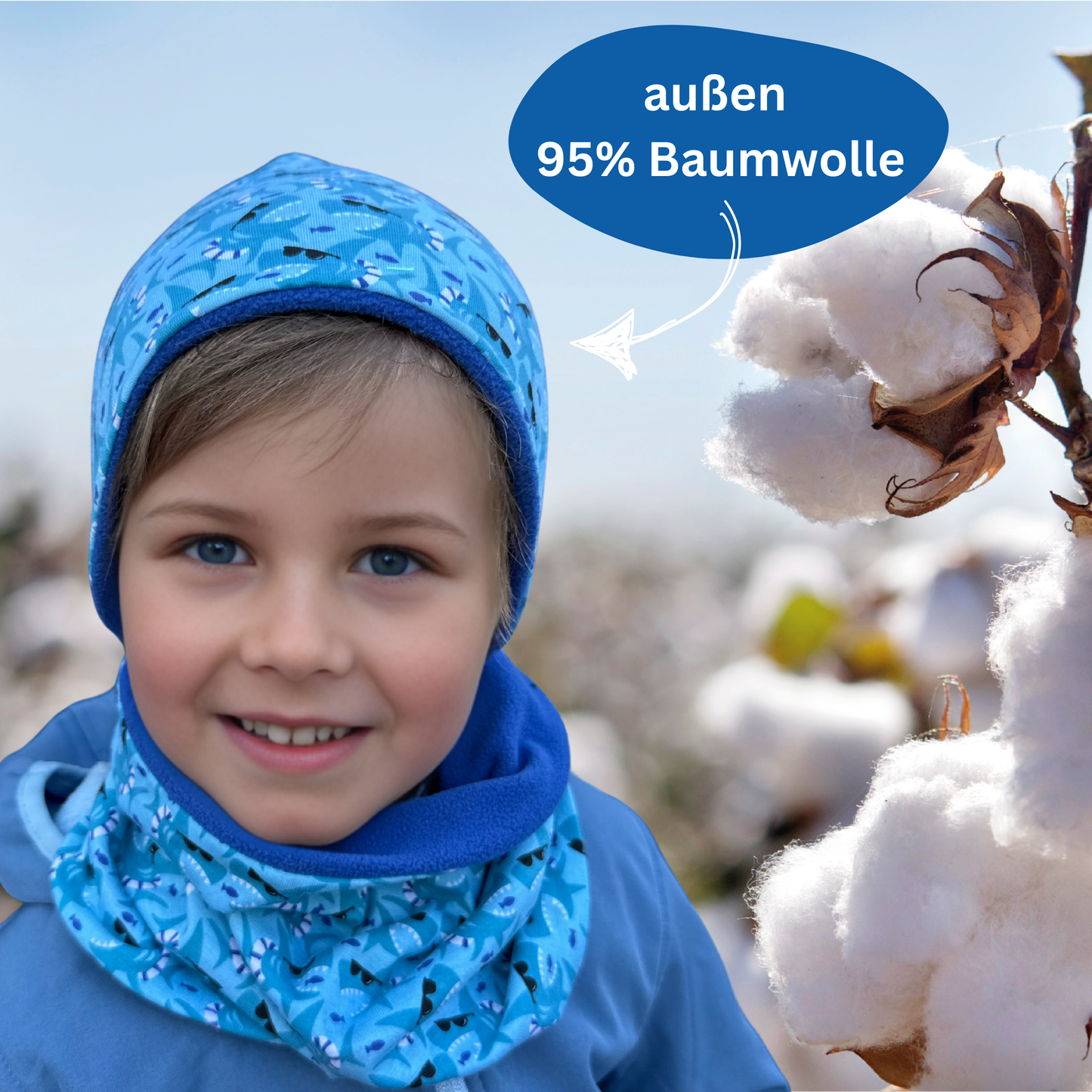 Kinder Beanie Mütze Beanie & Loop Set - Hai