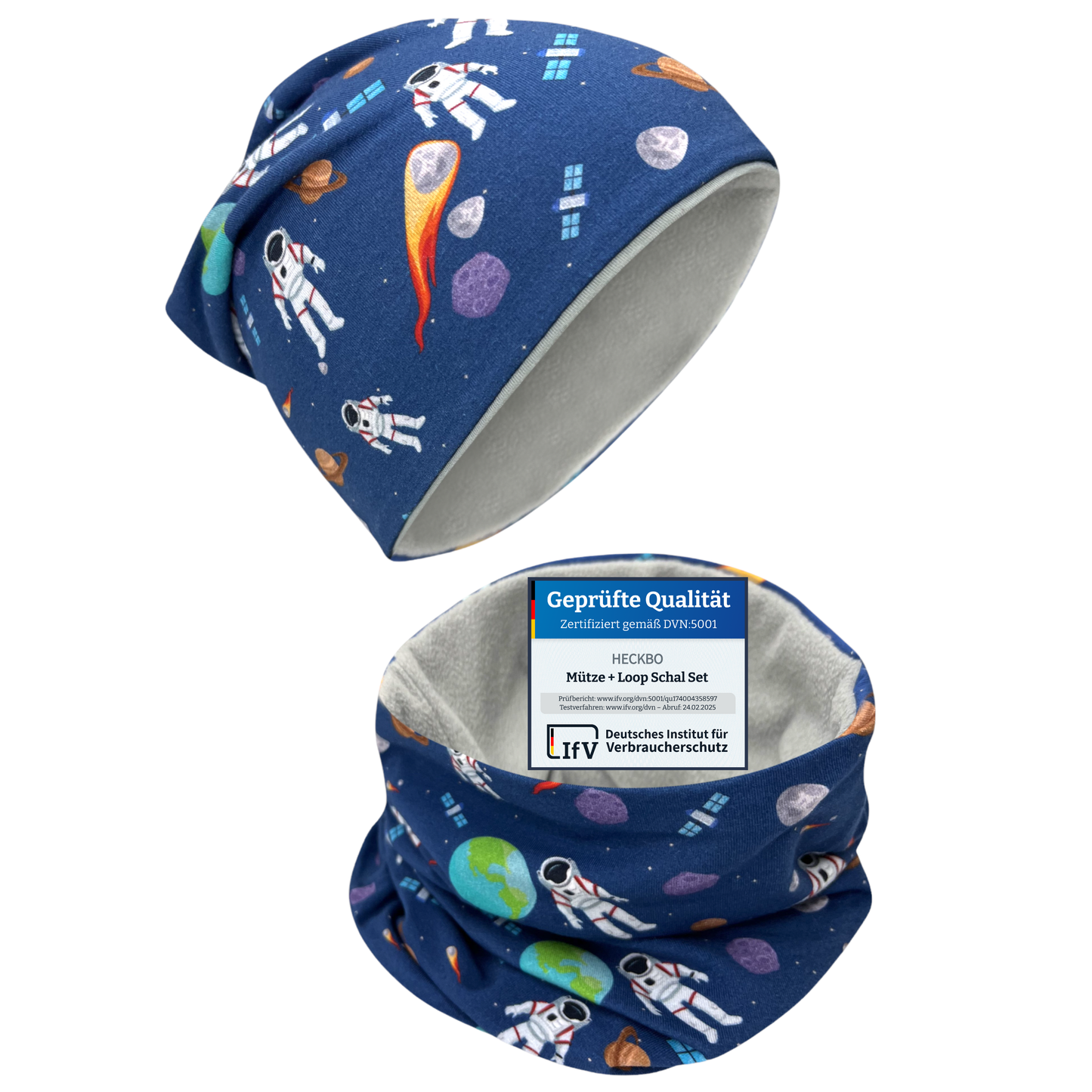 Kinder Beanie Mütze & Loop Set - Astronaut