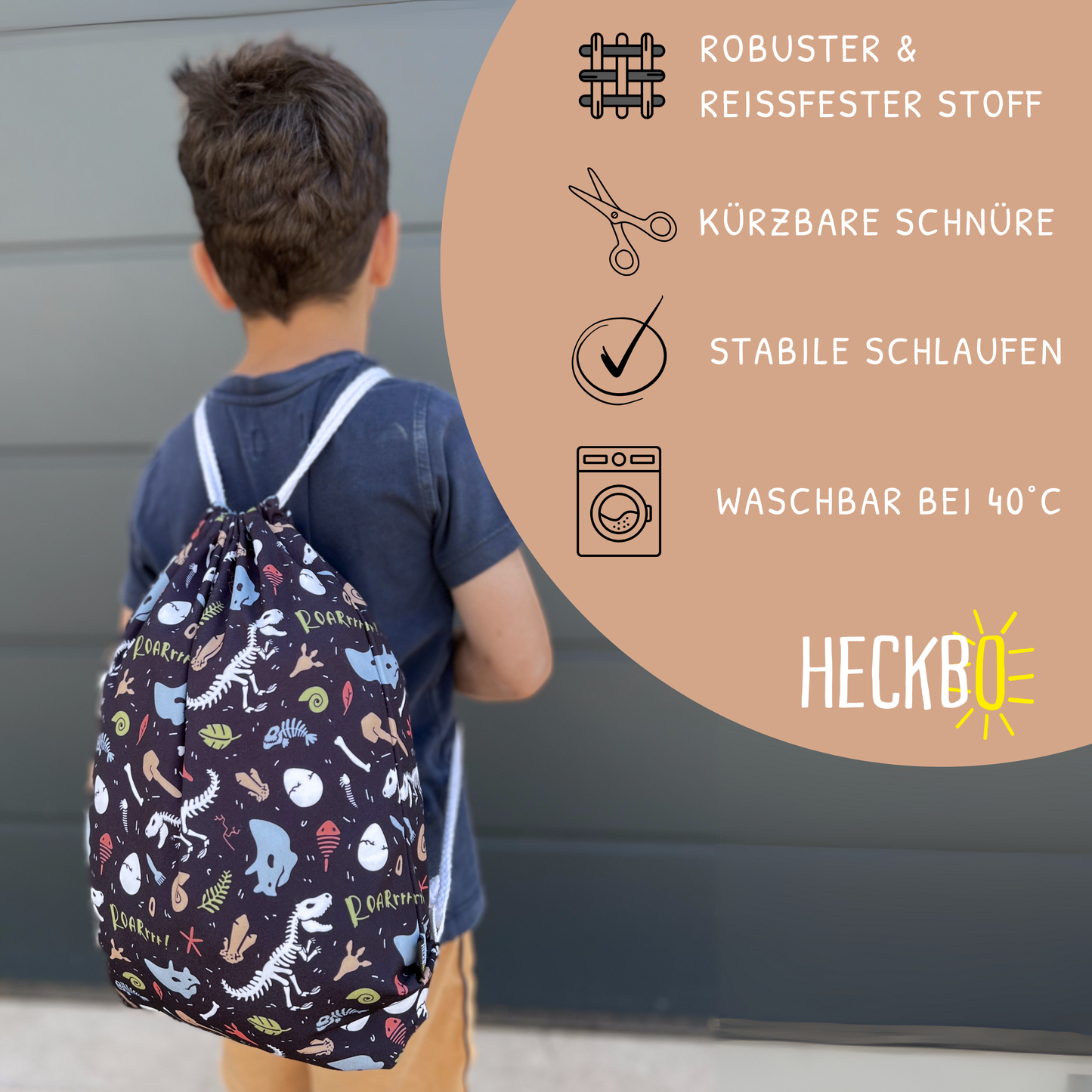 Kinder Turnbeutel Dino Skelett Tasche