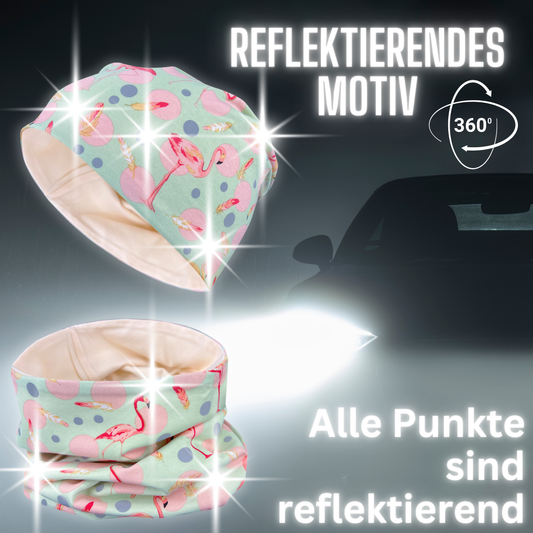 Children's reflector hat & loop - Flamingo