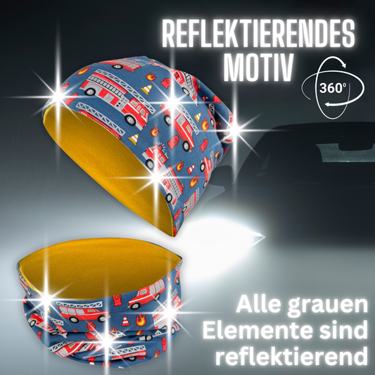 Children's reflector hat & loop - fire brigade