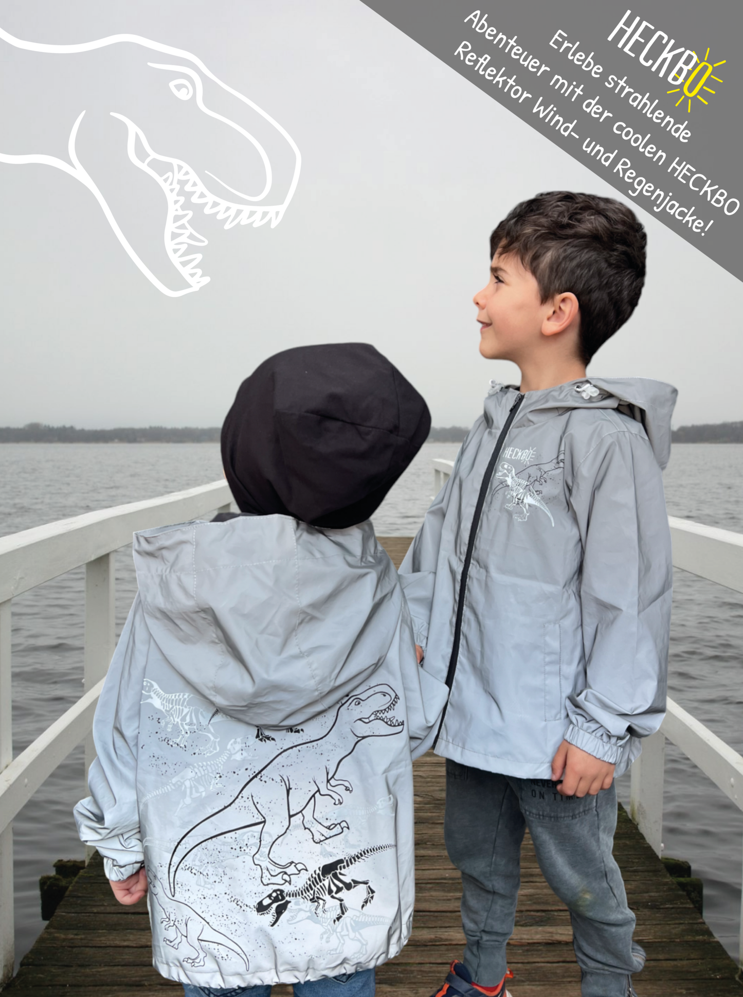 Kinder Reflektor Regenjacke Dinosaurier