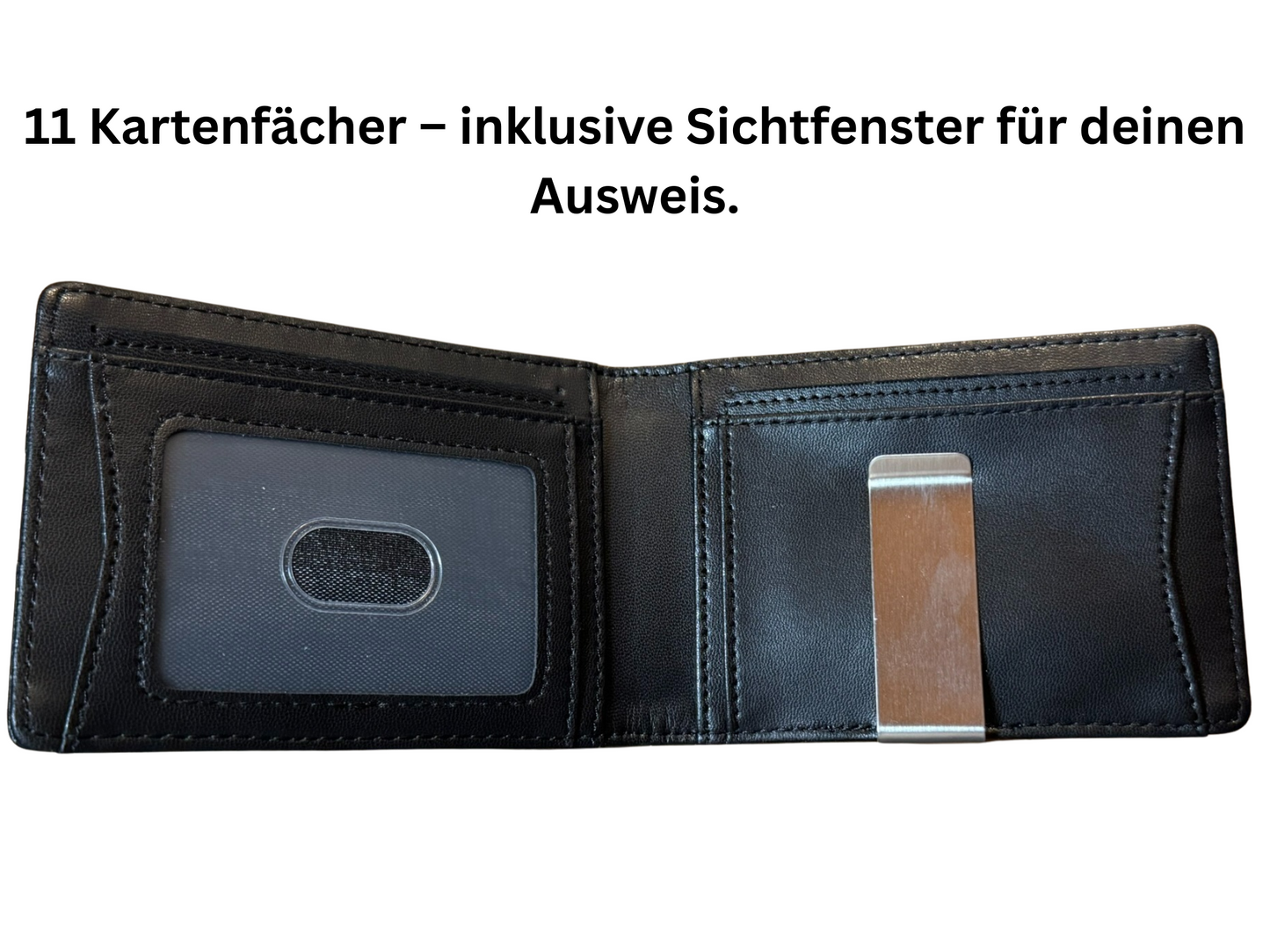 Echtleder Slim Wallet Schwarz – Kompaktes Unisex Portemonnaie RFID Schutz