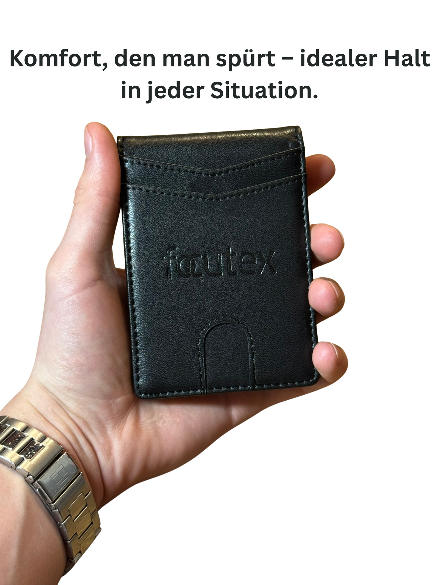 Echtleder Slim Wallet Schwarz – Kompaktes Unisex Portemonnaie RFID Schutz