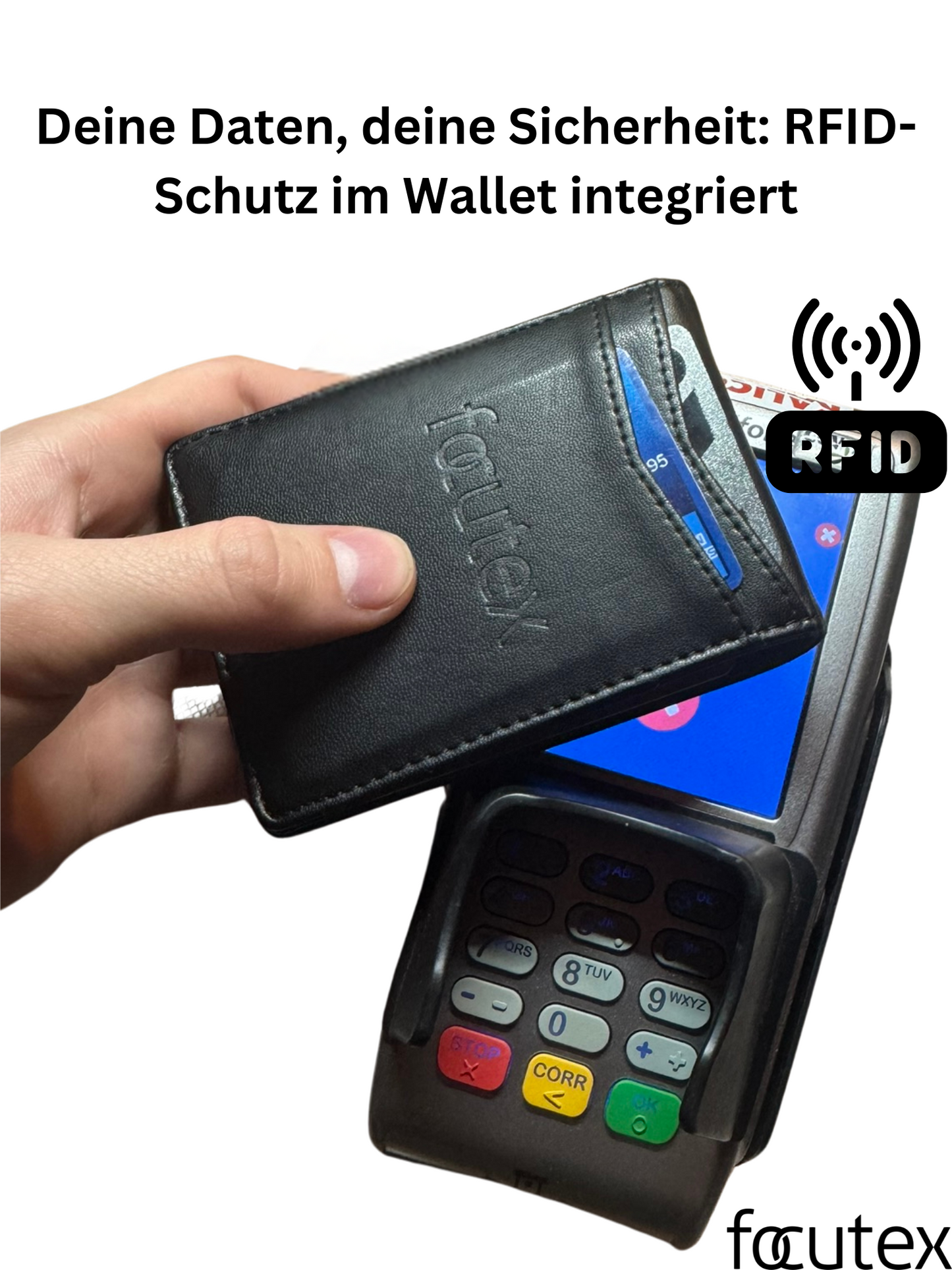 Echtleder Slim Wallet Schwarz – Kompaktes Unisex Portemonnaie RFID Schutz