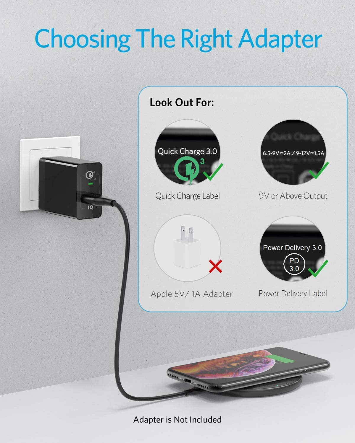 15W Wireless Charger Pad Qi Charger Inductive Charging Station Wireless