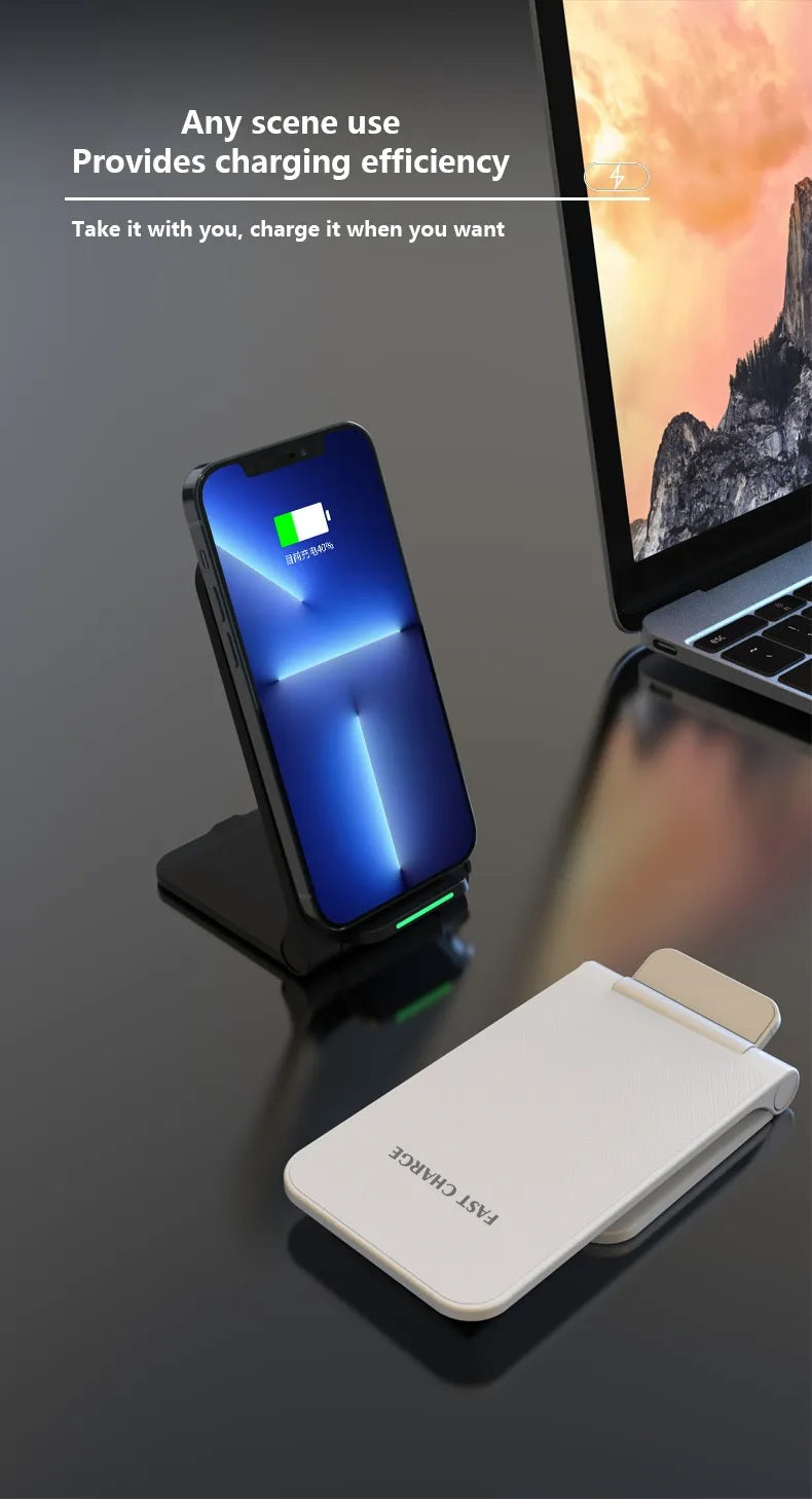 15W Wireless Charger Stand Qi Foldable Inductive Charger Charging Station