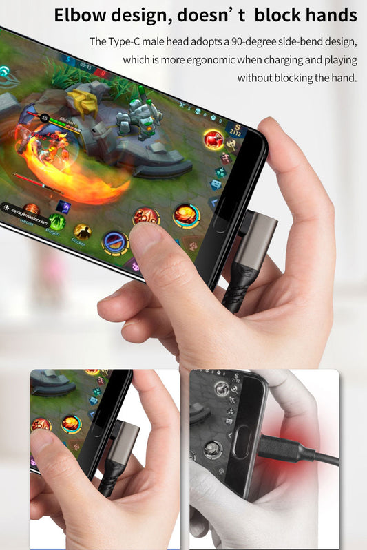 90 Grad Typ-C Ladekabel Winkel USB-A USB-C Kabel abgewinkelt 3A Nylon USB 3.2