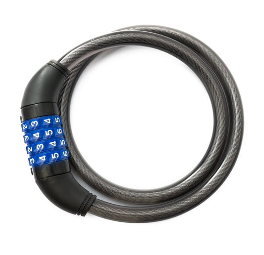 TONYON TY4271 reiðhjólalás, 4 stafa kapallás fyrir reiðhjól í blágráum lit.