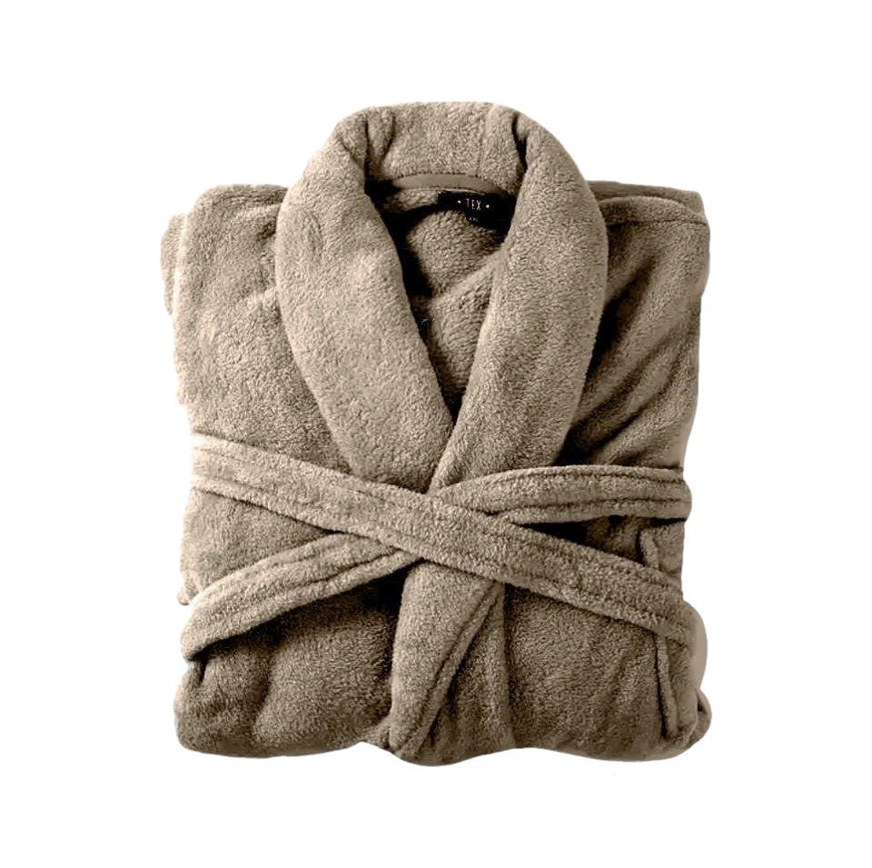Bademantel flauschig » Saunamantel in Teddy-Plüsch Qualität » leichter/dünner Morgenmantel 100 cm lang » unisex