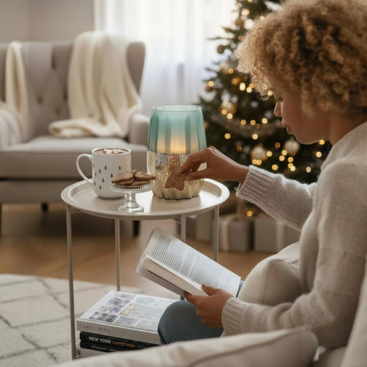 Beistelltisch Metalltisch beige rund 37x42 cm mit Tablett Tisch Ablagefläche Couchtisch