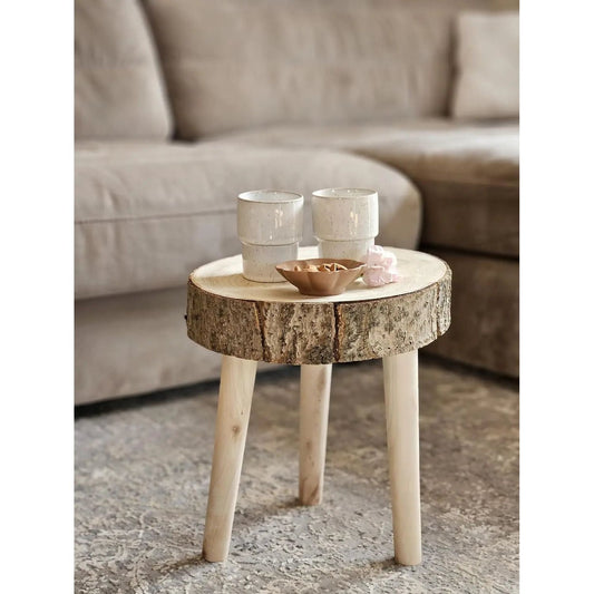 Beistelltisch Tisch kleiner Couchtisch Hocker Pflanzenhocker Baumscheibe Holz