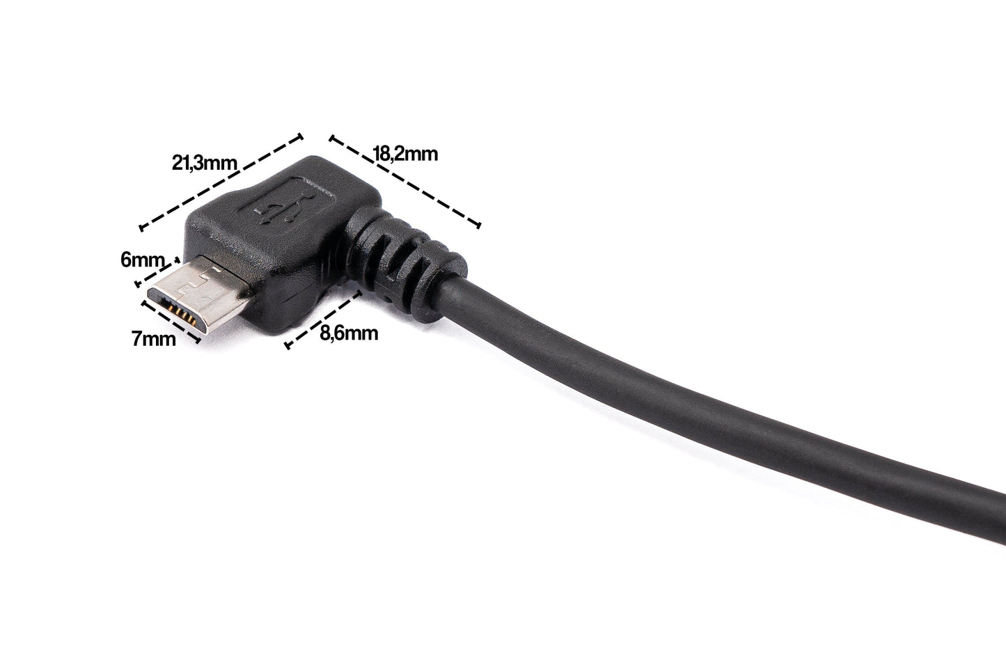 SYSTEM-S USB 2.0 snúra 200 cm Tegund A karlkyns í Micro B karlkyns spíralhornssnúra í svörtu
