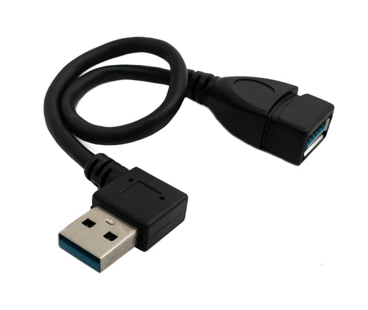 SYSTEM-S USB 3.0 cable 20 cm Type A male to female angled in black