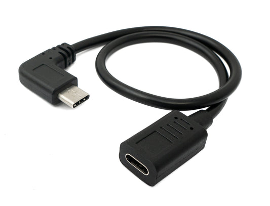 SYSTEM-S USB 3.1 cable 30 cm Type C male to female angle adapter in black