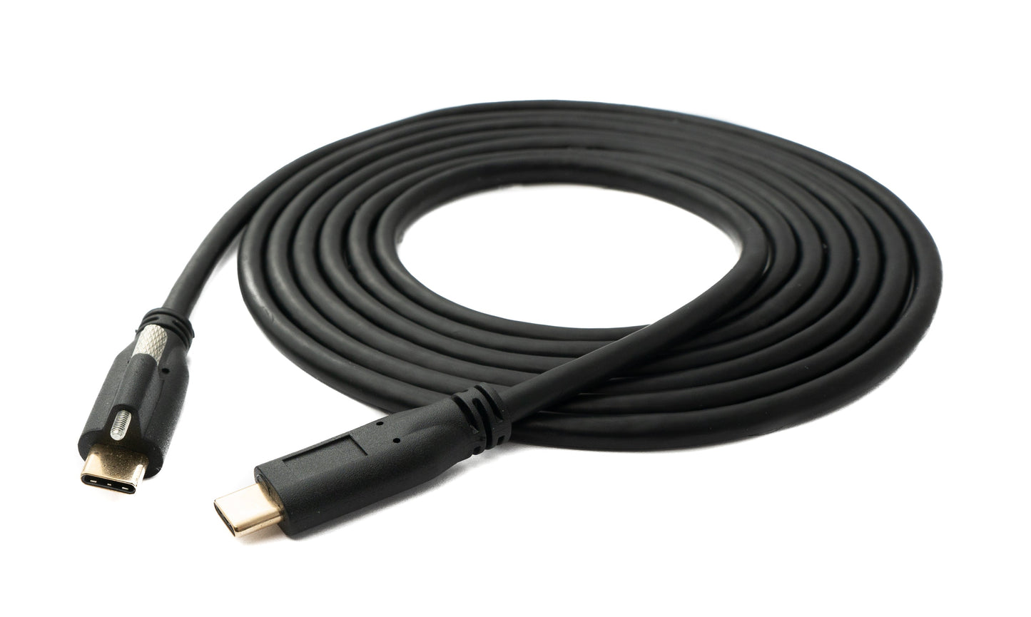 SYSTEM-S USB 3.1 Gen 2 100W snúra 2 m Tegund C karlkyns í karlkyns skrúfutengi svart