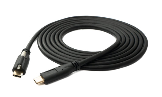 SYSTEM-S USB 3.1 Gen 2 100W snúra 2 m Tegund C karlkyns í karlkyns skrúfutengi svart