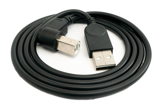 SYSTEM-S USB 2.0 cable 100 cm type B male to A male angled in black