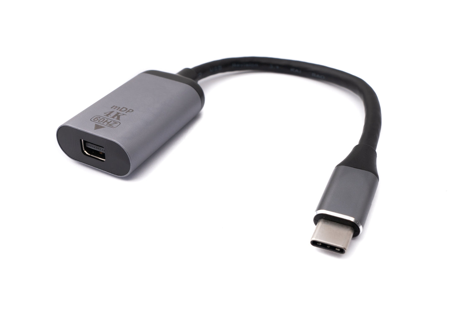 SYSTEM-S DisplayPort snúra 20 cm Mini DP kvenkyns í USB 3.1 Tegund C karlkyns í gráu