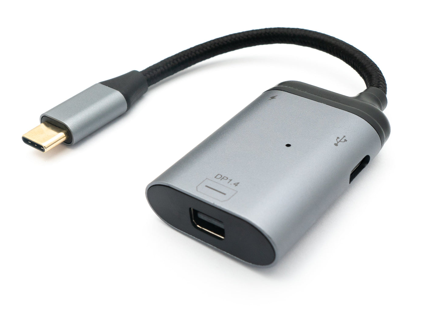 SYSTEM-S 3-in-1 adapter Mini DP 1.4 female & 2x USB 3.1 Type C female to Type C male gray