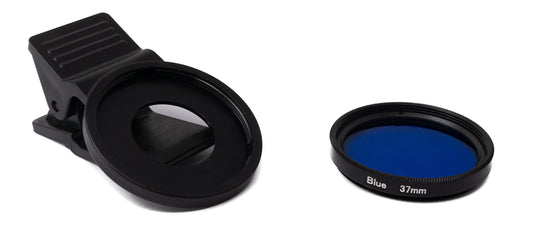 SYSTEM-S Color Filter Blue 37 mm Lens Color with Clip for Smartphones in Black