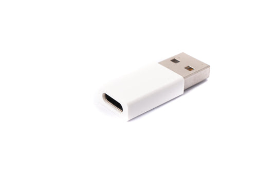 SYSTEM-S USB 3.1 millistykki af gerðinni C kvenkyns í 2.0 af gerðinni A karlkyns snúra í hvítu