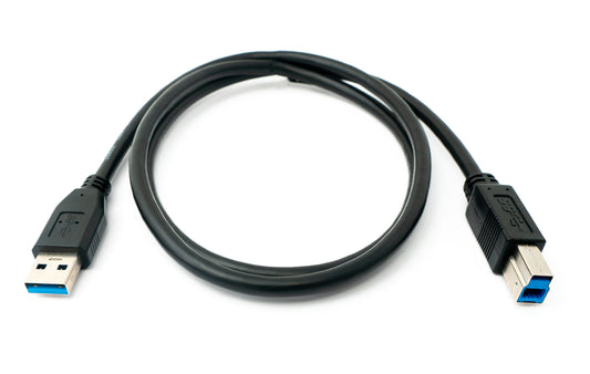 SYSTEM-S USB 3.0 snúra 100 cm af gerðinni B karlkyns í A karlkyns í svörtu
