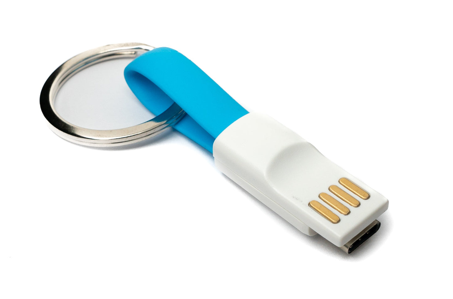 SYSTEM-S USB 3.1 Schlüssel Anhänger Kabel 10cm Typ C Stecker zu 2.0 Typ A Stecker in Blau