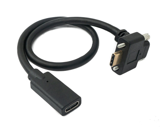 SYSTEM-S USB 3.1 Gen 2 100W snúra 30 cm Type C karlkyns í kvenkyns skrúfuhorn