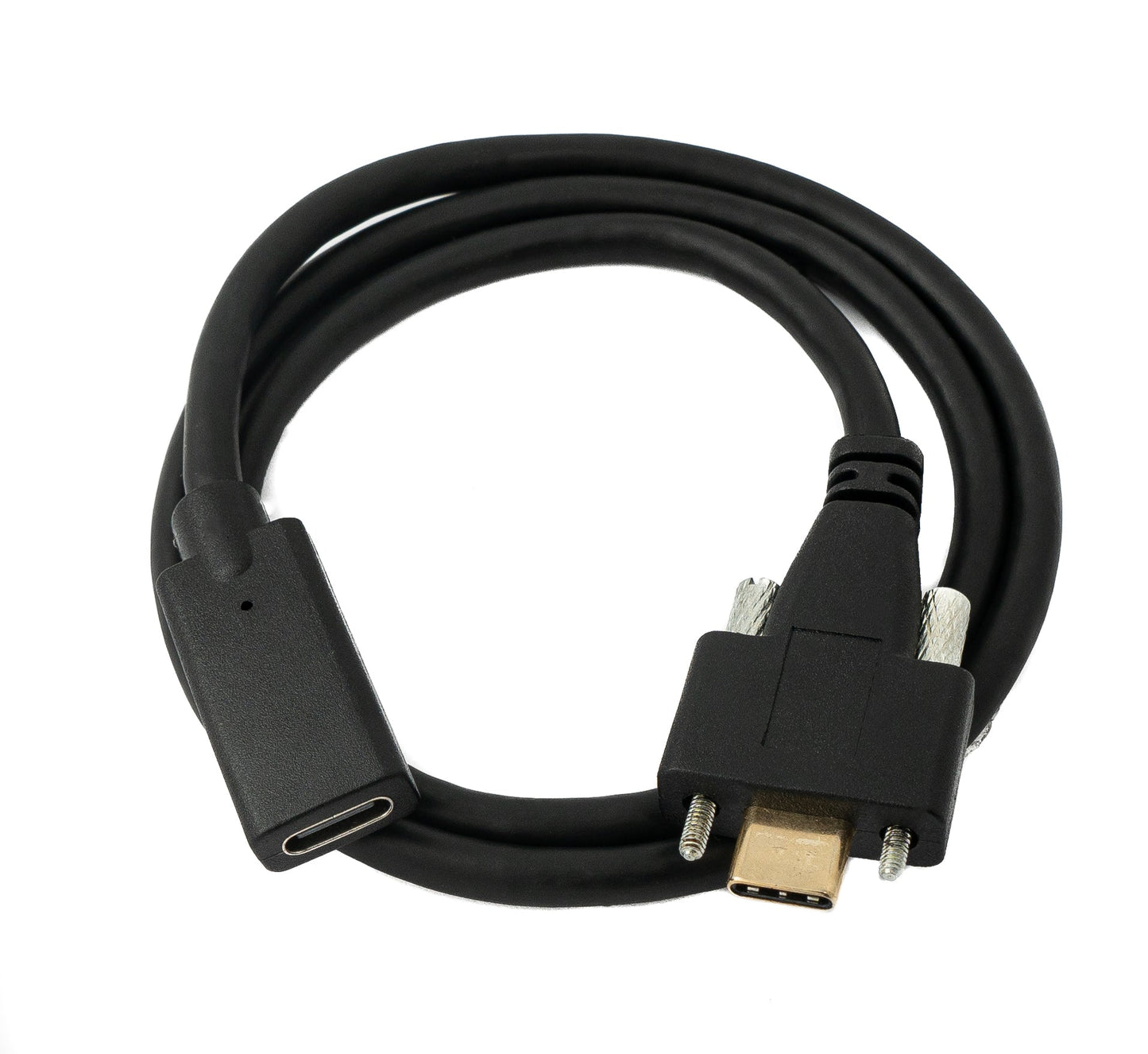 SYSTEM-S USB 3.1 Kabel 60 cm Typ C Stecker zu Buchse Schraube in Schwarz