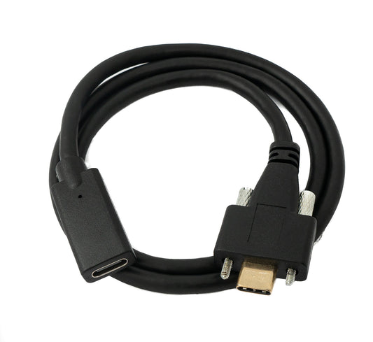 SYSTEM-S USB 3.1 Kabel 60 cm Typ C Stecker zu Buchse Schraube in Schwarz
