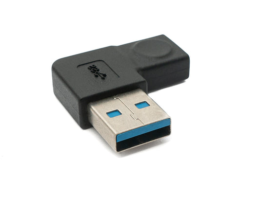SYSTEM-S USB 3.1 millistykki af gerð C kvenkyns í 3.0 af gerð A karlkyns vinklaðan snúru í svörtu