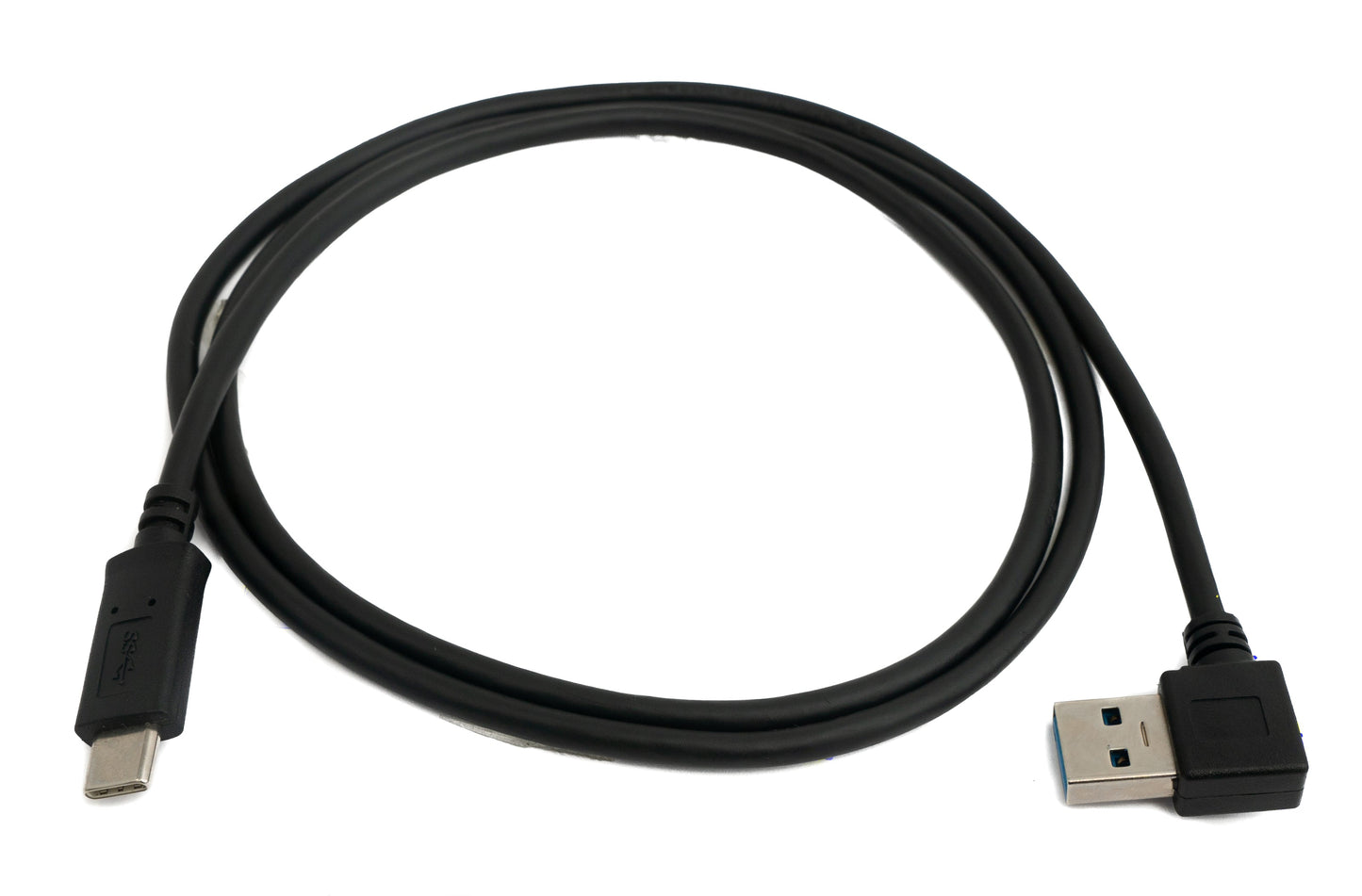 SYSTEM-S USB 3.1 snúra 1 m Type C karlkyns í Type A karlkyns, vinklaður í svörtu