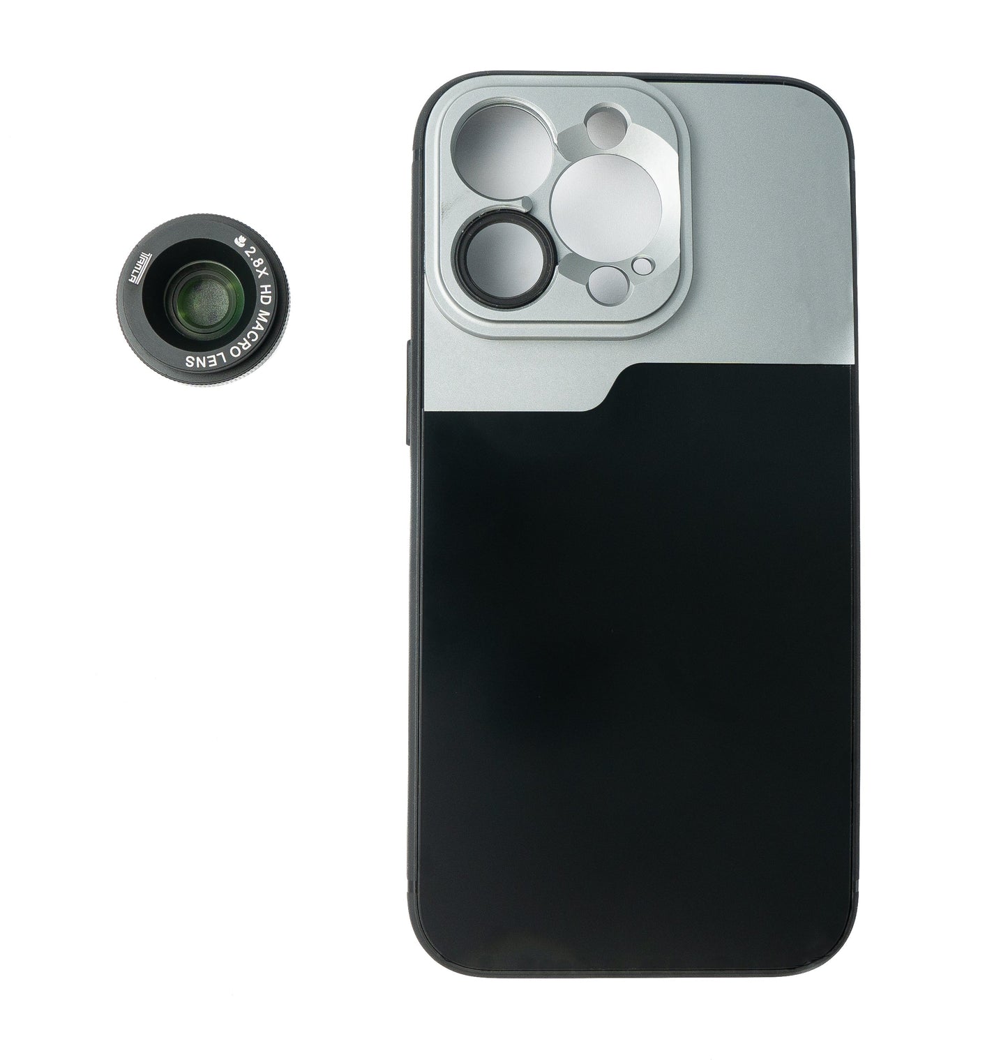 SYSTEM-S Macro linsa 2.8x HD sía með hulstri í svörtu fyrir iPhone 13 Pro