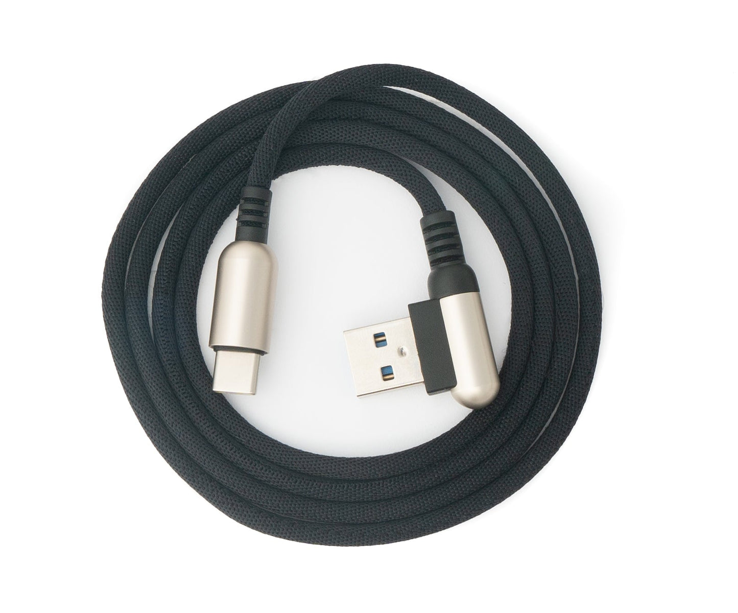 SYSTEM-S USB 3.1 snúra 100 cm Type C karlkyns í 3.0 Type A karlkyns fléttuð vinklaður svartur