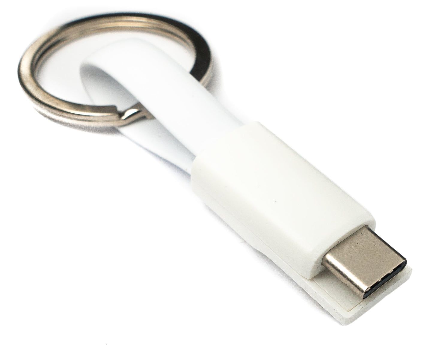 SYSTEM-S USB 3.1 Schlüssel Anhänger Kabel 10cm Typ C Stecker zu 2.0 Typ A Stecker in Weiß