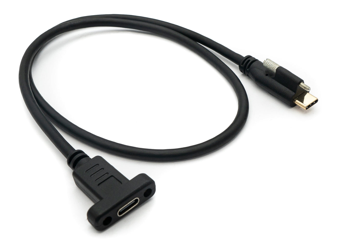 SYSTEM-S USB 3.1 snúra 60 cm Type C karlkyns í kvenkyns skrúfuð svart