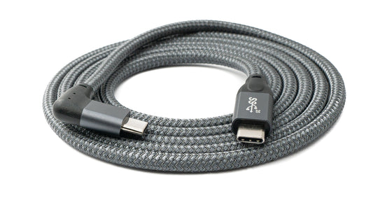 SYSTEM-S USB 3.1 Gen 2 cable 150 cm Type C male to male angled braided in gray