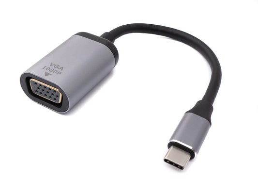 SYSTEM-S VGA snúra 20 cm kvenkyns í USB 3.1 Tegund C karlkyns í gráu