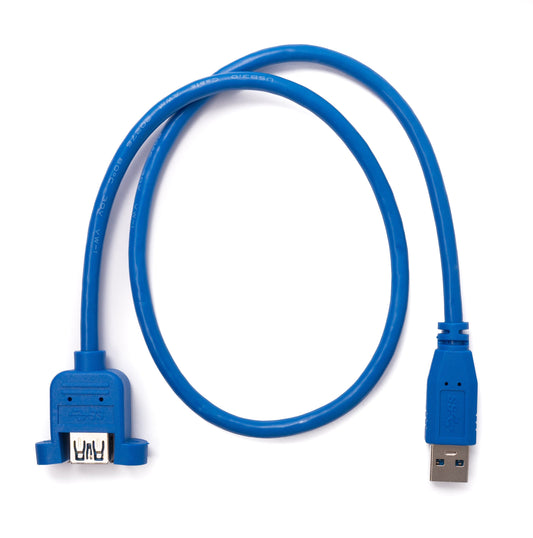 SYSTEM-S USB 3.0 snúra 60 cm Tegund A karlkyns í kvenkyns skrúfusnúningur blár
