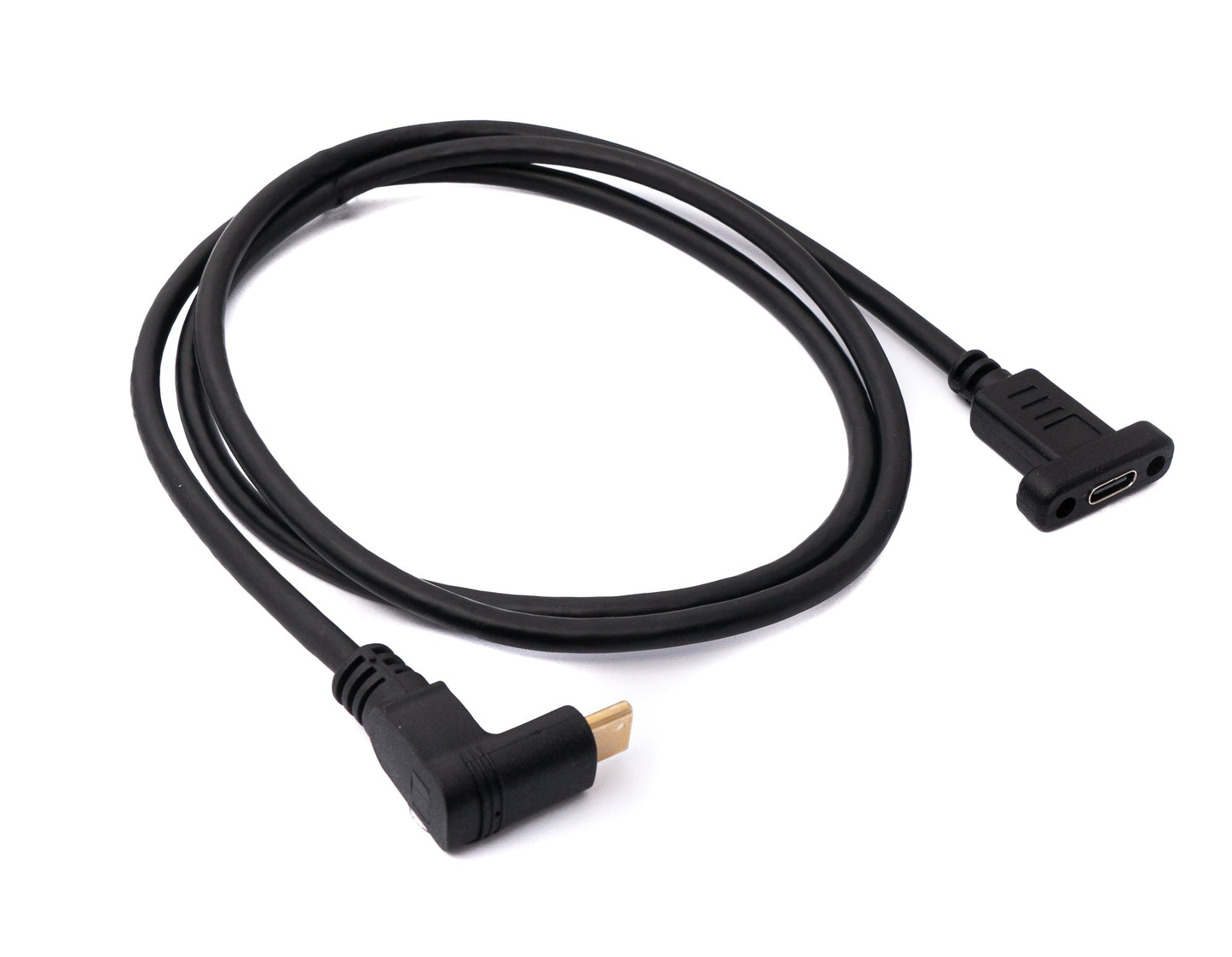 SYSTEM-S USB 3.1 Kabel 100 cm Typ C Stecker zu Buchse Schraube Winkel in Schwarz