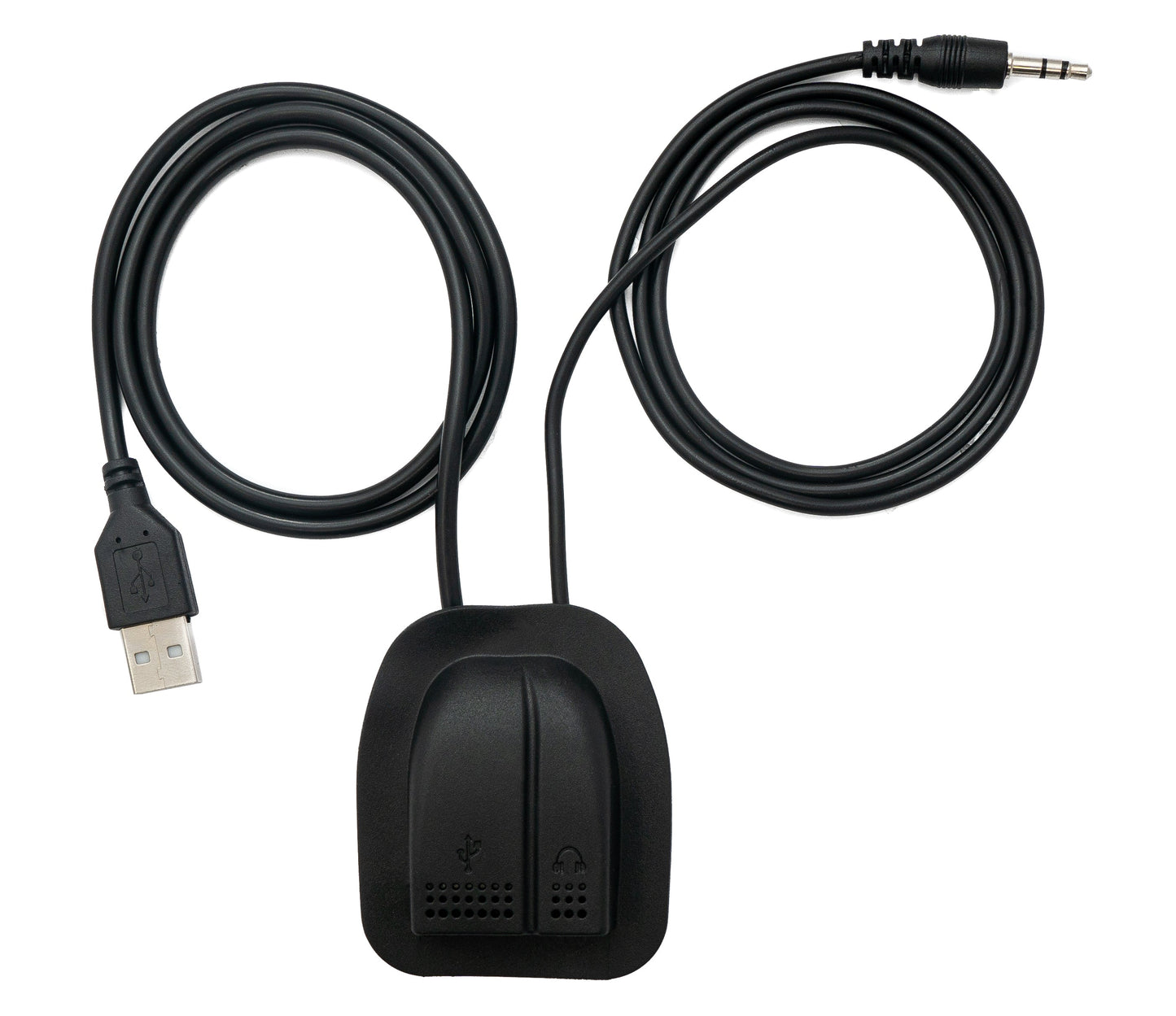 SYSTEM-S USB 2.0 og 3.5mm jack snúra 60 cm fyrir bakpoka hleðslutengi svart