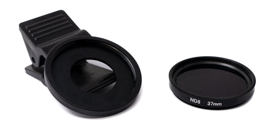 SYSTEM-S ND8 lens 37 mm neutral density gray filter with clip for smartphones in black