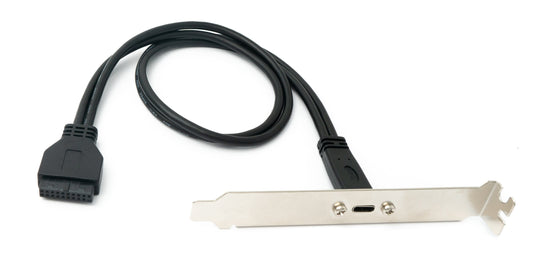 SYSTEM-S USB 3.1 snúra 50 cm Type C kvenkyns í 20 pinna PCI skrúfsnúra í svörtu