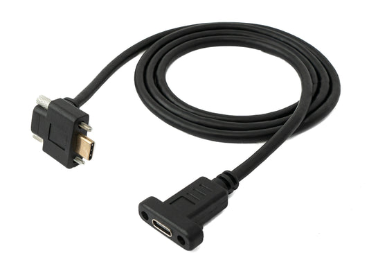 SYSTEM-S USB 3.1 Gen 2 100W snúra 100 cm Tegund C karlkyns í kvenkyns skrúfuhorn