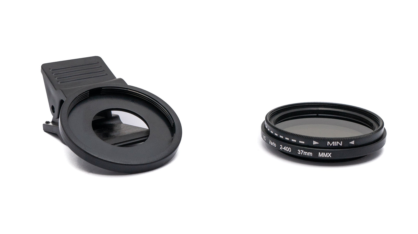 SYSTEM-S ND Vario sía 37 mm 2 til 400 grá linsa með klemmu fyrir snjallsíma í svörtu