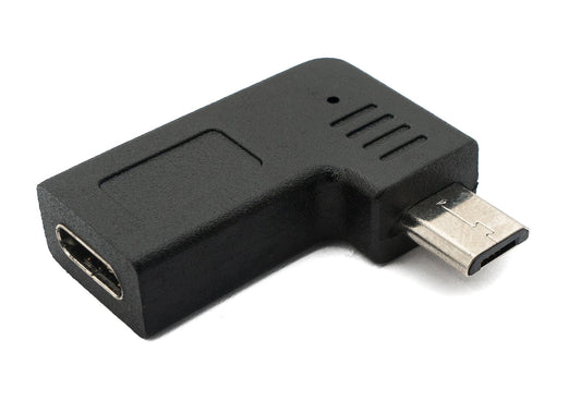 SYSTEM-S USB 3.1 millistykki Tegund C kvenkyns í 2.0 Micro B karlkyns horntengi - Hægri